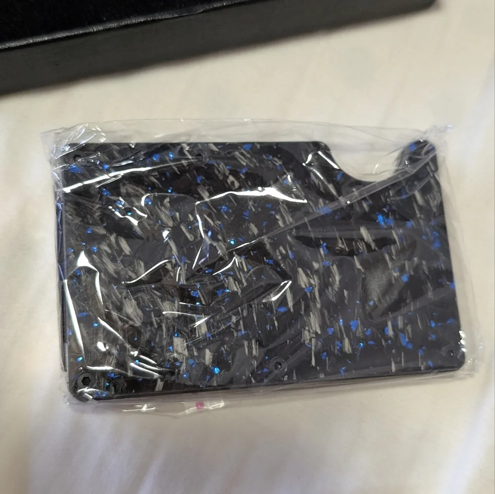New Open Box Men's Gentlemen Shop Card Holder, Black And Blue